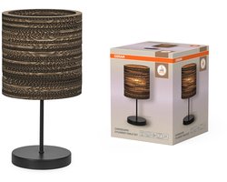 OSRAM tafellamp Decor Karton Cilinder bruin van golfkarton, E27, 200 mm diameter, lampenkap van gerecycled materiaal, duurzaam dankzij vervangbare lichtbron, eenvoudig te installeren