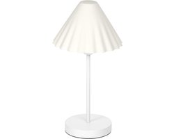 OSRAM tafellamp Decor Pulp wit van metaal en papier-maché, E14, dimbaar, 218 mm diameter, lampenkap van gerecycled materiaal, duurzaam dankzij vervangbare lichtbron, eenvoudig te installeren