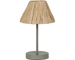 OSRAM tafellamp Decor Raffia groenbruin van raffia en metaal, E27, 200 mm diameter, lampenkap van gerecycled materiaal, duurzaam dankzij vervangbare lichtbron, eenvoudig te installeren