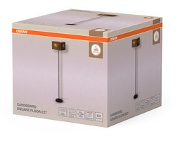 OSRAM vloerlamp Decor Cardboard Vierkant bruin van golfkarton, lichtgewicht, E27, 1600 mm hoogte, lampenkap van gerecycled materiaal, duurzaam dankzij vervangbare lichtbron, eenvoudig te installeren