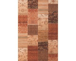 OSTA Kashqai – Vloerkleed – Tapijt – geweven – wol – eco – duurzaam - modern - landelijk - Rood Vierkant Patroon - 200x300