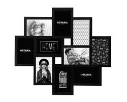 Ostaria Collage fotolijst Decorama - voor 10x foto van 10 x 15 cm - hout - frame zwart - 55 x 49 cm - Wissellijst - Modern
