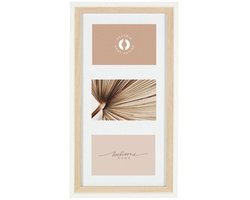 Ostaria Collage fotolijst NEO - voor 3x foto van 10 x 15 cm - hout - naturel/wit - 24 x 44 cm - Wissellijst - Modern