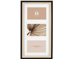 Ostaria Collage fotolijst NEO - voor 3x foto van 10 x 15 cm - hout - naturel/zwart - 24 x 44 cm - Wissellijst - Modern