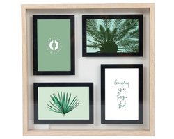 Ostaria Collage fotolijst NEO - voor 4x foto van 10 x 15 cm - hout - naturel/zwart - 36 x 36 cm - Wissellijst - Modern