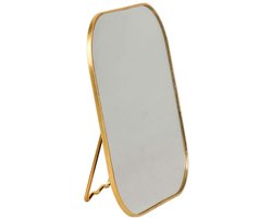 Ostaria Make-up Spiegel - vierkant- goud - metaal - staande spiegel / tafelspiegel