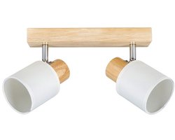 Ostaria Plafond of wand spotjes - verlichting - naturel/wit - 2 lampen - draaibaar - 37 x 8 cm - woonkamer - slaapkamer
