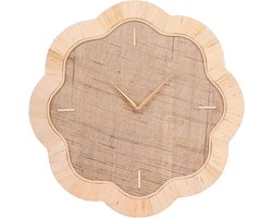 Ostaria Wandklok/muur klok Hortensia - Ibiza stijl - D50 cm - rotan - naturel - woonkamer/strandhuis