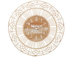 Ostaria Wandklok/muur klok - Ibiza stijl - D50 cm - rotan - naturel - keuken/kamer