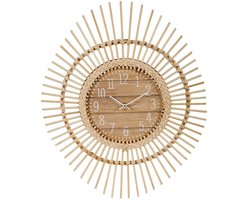 Ostaria Wandklok/muur klok - Ibiza stijl - D60 cm - rotan - naturel - keuken/kamer