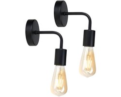 Ostaria Wandlamp - 2x - zwart - metaal - industrieel - E27 - binnen / woonkamer