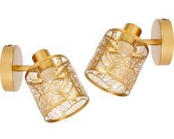 Ostaria Wandlamp Calathea - 2x - goud - metaal - bewerkt - E27 - interieur decoratie - binnen