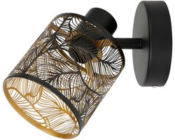 Ostaria Wandlamp Calathea - goud / zwart - metaal - bewerkt - E27 - interieur decoratie - binnen