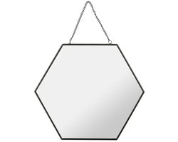 Ostaria Wandspiegel Industrieel - metaal - hexagon - D30 cm - wanddecoratie spiegels