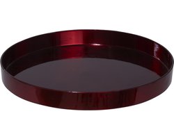 Othmar Decorations Dienblad - rood - D27 cm - kunststof - rond - kaarsenplateau - tafeldecoratie