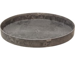 Othmar Decorations Kaarsen plateau/dienblad - grijs - D27 cm - kunststof - rond