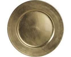 Othmar Decorations Kaarsenbord - goud glimmend - D33 cm - kunststof - kaarsen onderborden