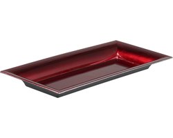 Othmar Decorations kaarsenbord - plateau - rood -28 x 12 cm -kunststof - kerst
