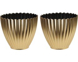 Othmar Plantenpot/bloempot - 2x - binnen - kunststof - goud - D13 x H12 cm