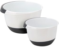 OTIX Beslagkom - Mengkom - Set 2 stuks - 2 liter en 3 liter - Kom - Kunststof - Keukengerei - Rubberen onderkant - Schaal