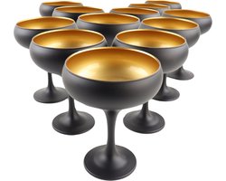 OTIX Champagnecoupe - Coupe Glazen - Set van 12 - Cocktailglazen - 250ml - Zwart - ONYX