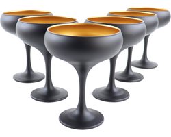 OTIX Champagnecoupe Glazen - Coupe Glazen - Set van 6 - Cocktailglazen - 250ml - Zwart - ONYX