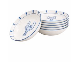OTIX Diepe Borden - 6 Stuks - Blauw - Wit - Pastaborden - Soepborden - 20 cm - LAGUNA