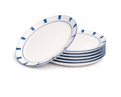 OTIX Dinerborden - 6 Stuks - Porselein - Servies- Borden - Blauw - Wit - Eetborden - 27 cm - LAGUNA