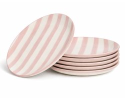 OTIX Dinerborden - 6 Stuks - Roze - Wit - Servies - Borden - Eetborden - 27 cm - MARINA