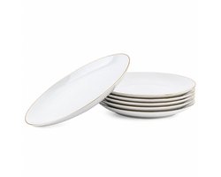 OTIX Dinerborden - Borden - Set van 6 Stuks - 26.2cm - Wit - met Gouden rand - Porselein - DAISY