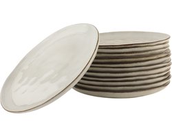 OTIX Dinerborden - Bordenset - 12 Persoons - Beige - 26,5cm - Keramiek - LILY