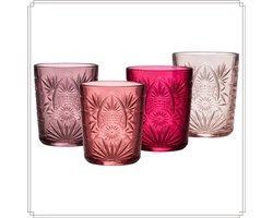 OTIX Drinkglazen - Set van 4 - Roze - Waterglazen - 350 ml - Limonadeglazen - CORALIA