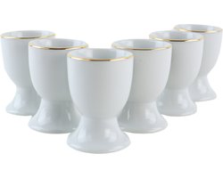 OTIX Eierdopjes - Set van 6 - Wit met Gouden rand - Crocus