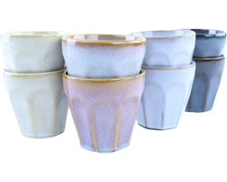 OTIX Espresso Kopjes - 8 Stuks - 90 ml - Zonder Oor - Koffietassen - Porselein - Hittebestendig - FELCE