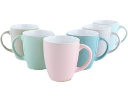 OTIX Espresso Kopjes -Koffiekopjes - Set van 6 - met Oor - 160ml - Meerdere Kleuren - Pastel - Aardewerk BLOSSOM