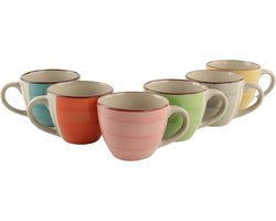 OTIX Espresso Kopjes met oor - Koffiekopjes - Set van 6 - Koffietassen - 90 ml - Aardewerk