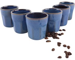 OTIX Espresso kopjes - zonder Oor - Set van 6 - Aardewerk - 80 ml - Mokken - Koffiekopjes - BLUETT