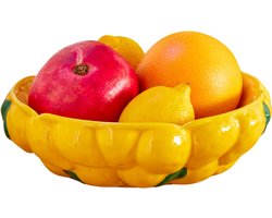 OTIX Fruitschaal keramiek - Serveerschaal - Fruitmand - Schaal - Decoratie Schaal - 25 cm - Geel - CITRINE