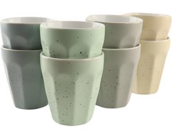 OTIX Koffie Kopjes - 8 Stuks - 250 ml - Zonder Oor - Koffietassen - Porselein - FIALA