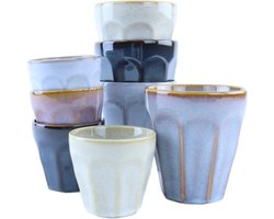 OTIX Koffie Kopjes - 8 Stuks - 90ml - 250ml - Zonder Oor - Koffietassen - Porselein - Hittebestendig - FELCE