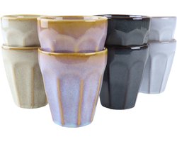 OTIX Koffiekopjes - 8 Stuks - 200 ml - Zonder Oor - Koffietassen - Porselein - Hittebestendig - FELCE