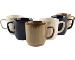 OTIX Koffiekopjes - met Oor - 6 Stuks - 270 ml - Div. Kleuren - Keramiek - TONE