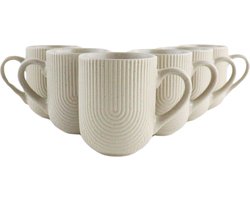 OTIX Koffiekopjes - Met Oor - Set van 6 - Koffietassen - Cappuccino Kop - Theemok - 300ML - Aardewerk - TEAK