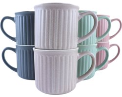 OTIX Koffiekopjes - met Oor - Set van 8 - Koffietassen - 250ml - Theemok - Aardewerk - MOSS