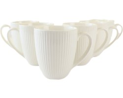 OTIX Koffiekopjes - set van 6 - met Oor - Koffietassen - 300ml - Wit - Porselein - LUNA