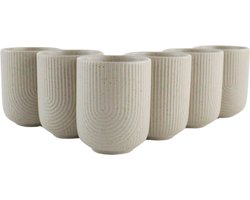 OTIX Koffiekopjes - Zonder Oor - Set van 6 - Koffietassen - Theemok - 190ml - Aardewerk - TEAK