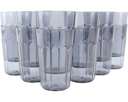 OTIX Kunststof Drinkglazen - Herbruikbaar - Set van 12 - Waterglas - Groot - 350ml - Transparant - Grijs - Kunststof - ECLIPSE