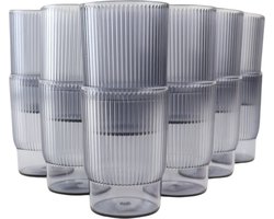OTIX Kunststof Drinkglazen - Herbruikbaar - Set van 12 - Waterglas - Klein - 350ml - Transparant - Grijs - Kunststof - ECLIPSE