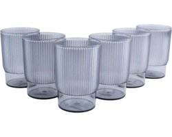 OTIX Kunststof Drinkglazen - Herbruikbaar - Set van 6 - Waterglas - Klein - 350ml - Transparant - Grijs - Kunststof - ECLIPSE