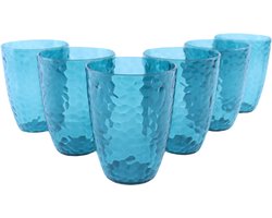 OTIX Kunststof Drinkglazen - Herbruikbaar - Set van 6 - Waterglas - Limonadeglazen - Blauw - 380ml - HARBOR